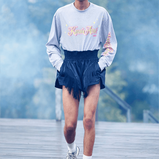 롱 '카낙' 아택 프린트 슬리브 티셔츠