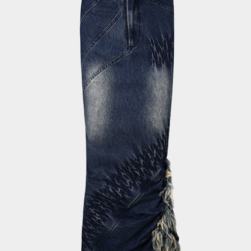 미스트 스모크 & 프레이드 데님 스커트 A24BSS01B