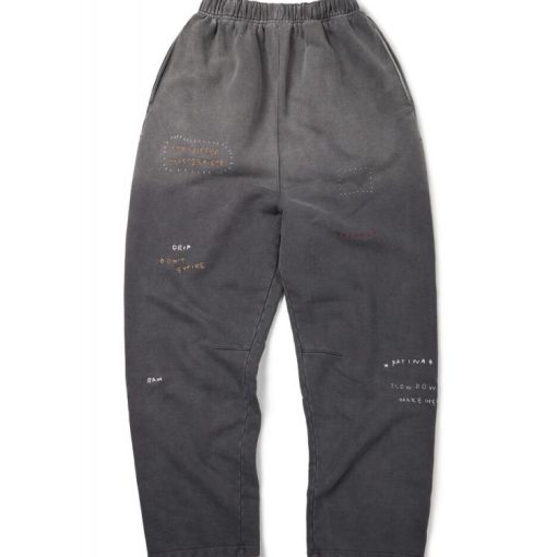 그래피티 스티치 선페이드 스웨트팬츠 [차콜 다이]
